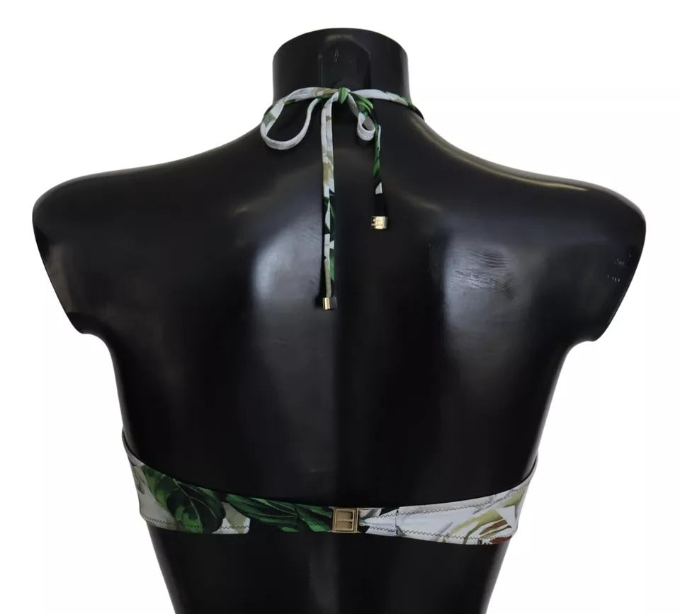 Haut de bikini dos nu à fleurs noires Dolce &amp; Gabbana