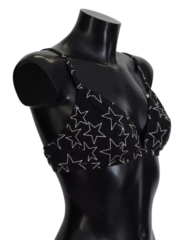Soutien-gorge sans armatures en coton noir Dolce &amp; Gabbana Millennials Star