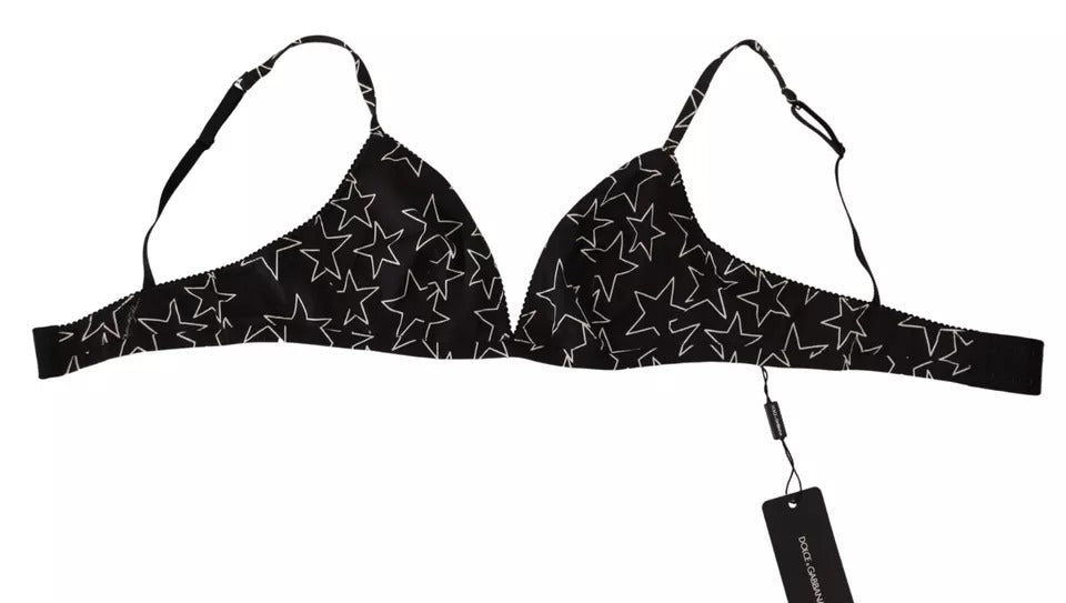 Soutien-gorge sans armatures en coton noir Dolce &amp; Gabbana Millennials Star