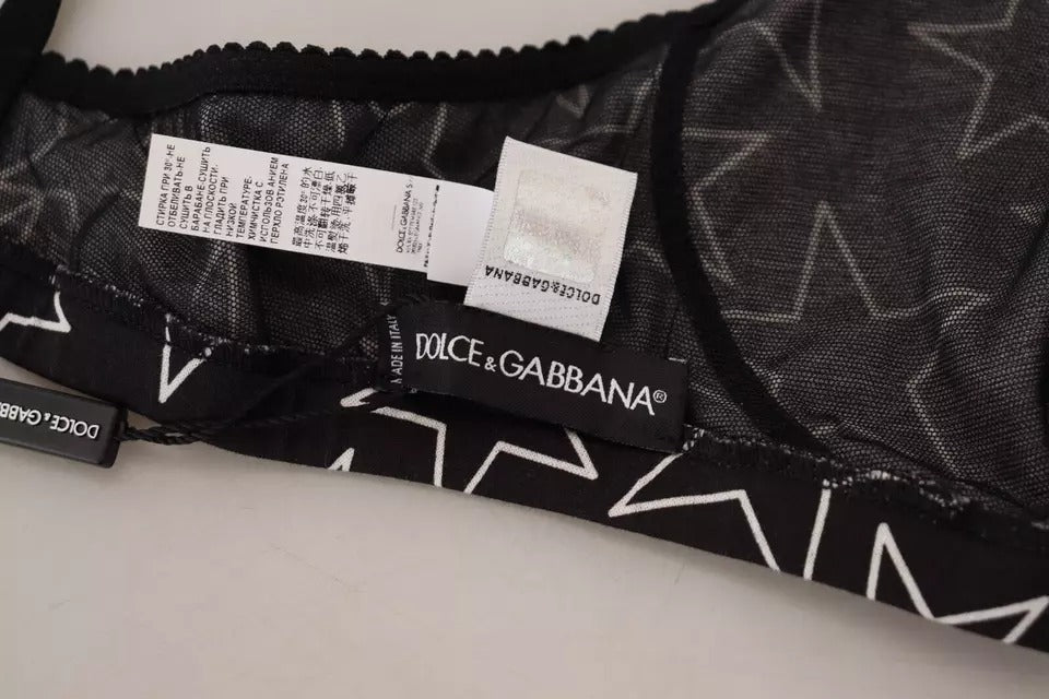 Soutien-gorge sans armatures en coton noir Dolce &amp; Gabbana Millennials Star