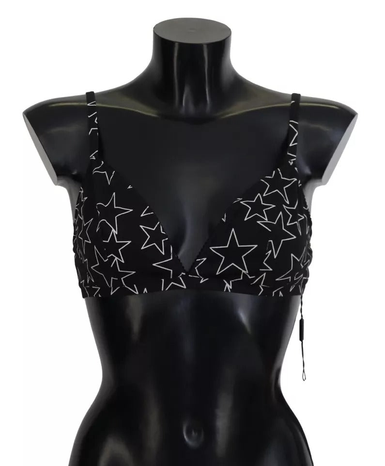 Soutien-gorge sans armatures en coton noir Dolce &amp; Gabbana Millennials Star