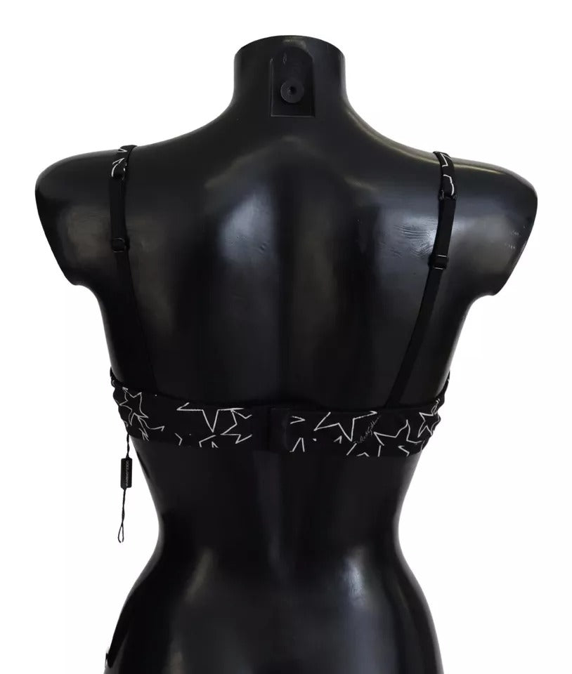 Soutien-gorge sans armatures en coton noir Dolce &amp; Gabbana Millennials Star
