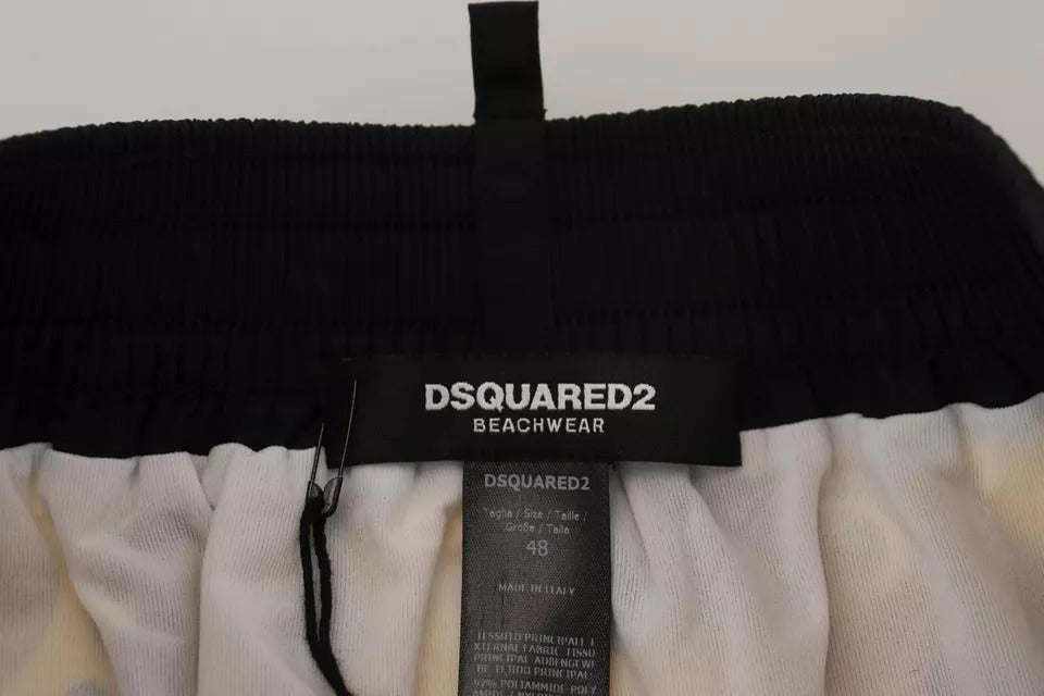 Maillot de bain short de plage en nylon imprimé jaune et noir Dsquared²