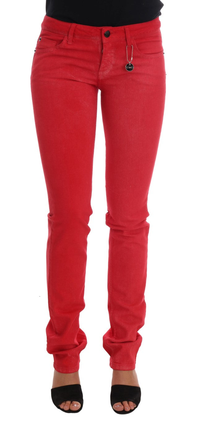 Jean slim en coton stretch rouge Costume National