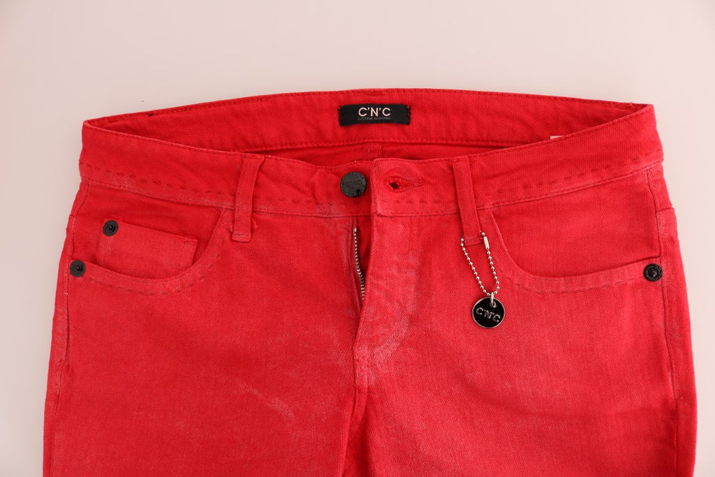 Jean slim en coton stretch rouge Costume National