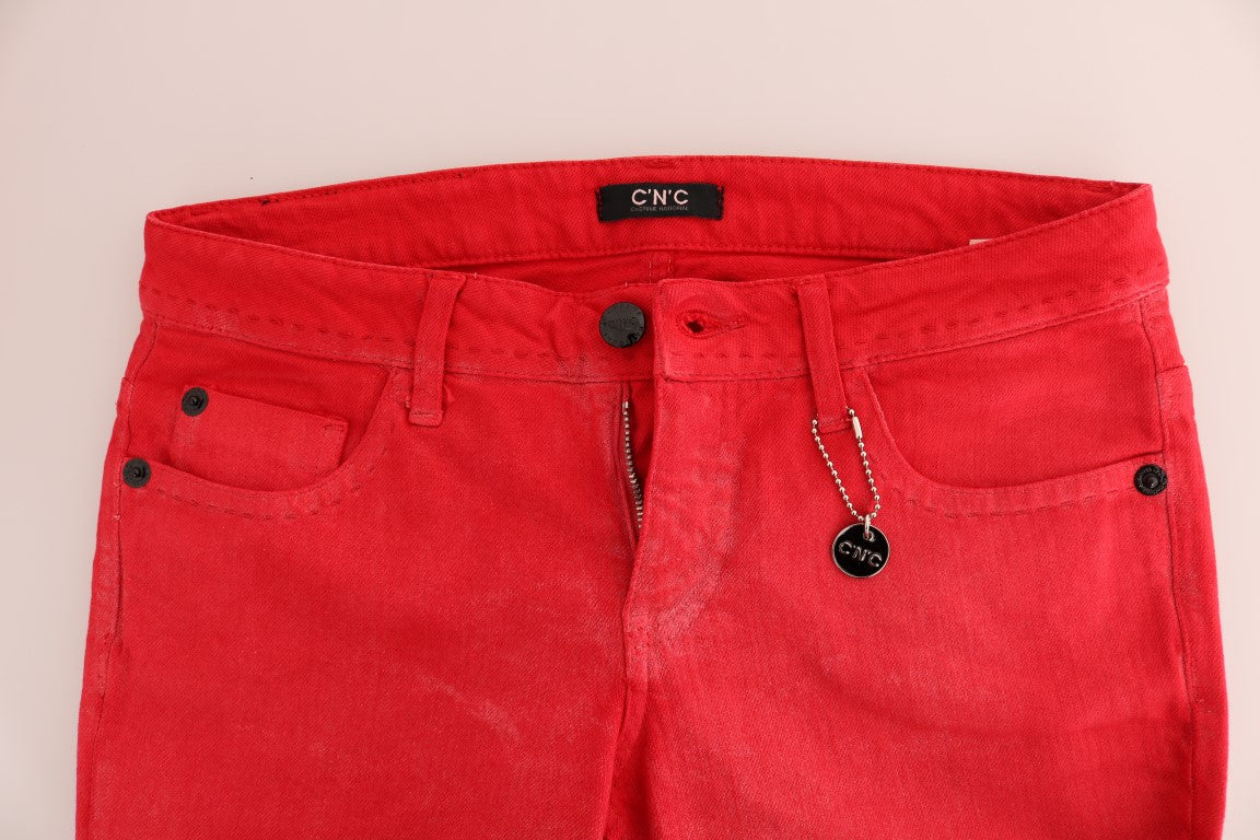 Jean slim en coton stretch rouge Costume National