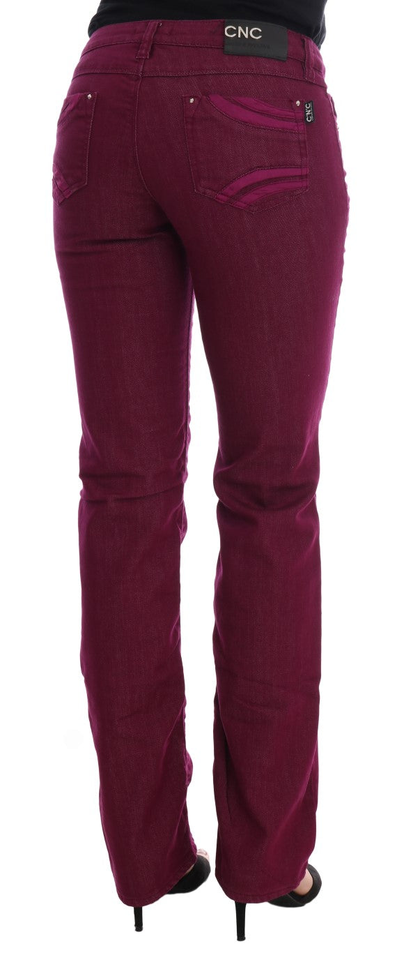 Jean en denim extensible en coton délavé rouge Costume National