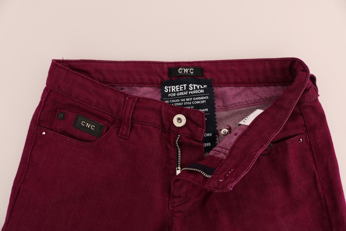 Jean en denim extensible en coton délavé rouge Costume National