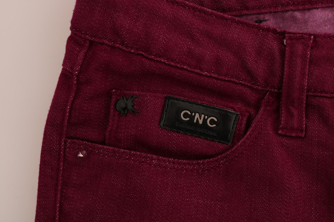 Jean en denim extensible en coton délavé rouge Costume National