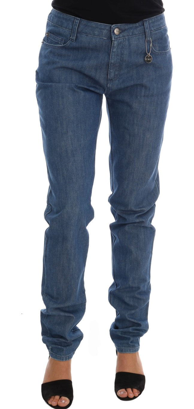 Jean coupe boyfriend en coton bleu délavé Costume National
