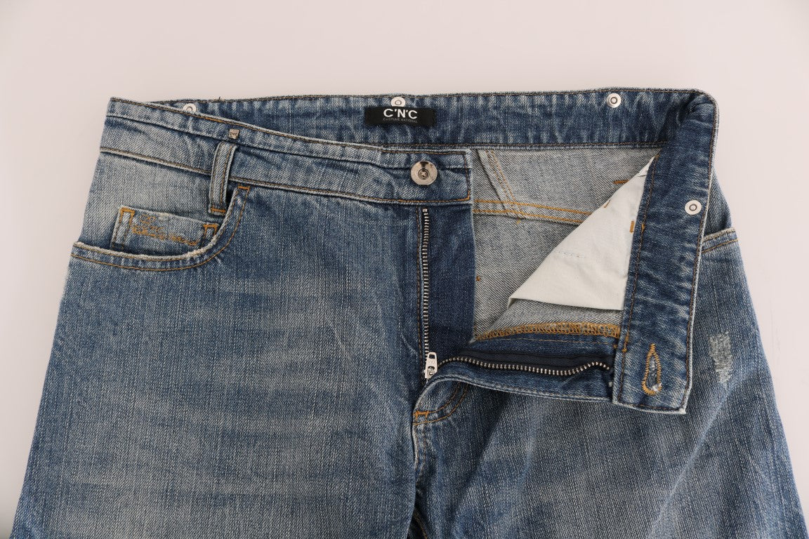 Jean en denim extensible bleu en coton Costume National