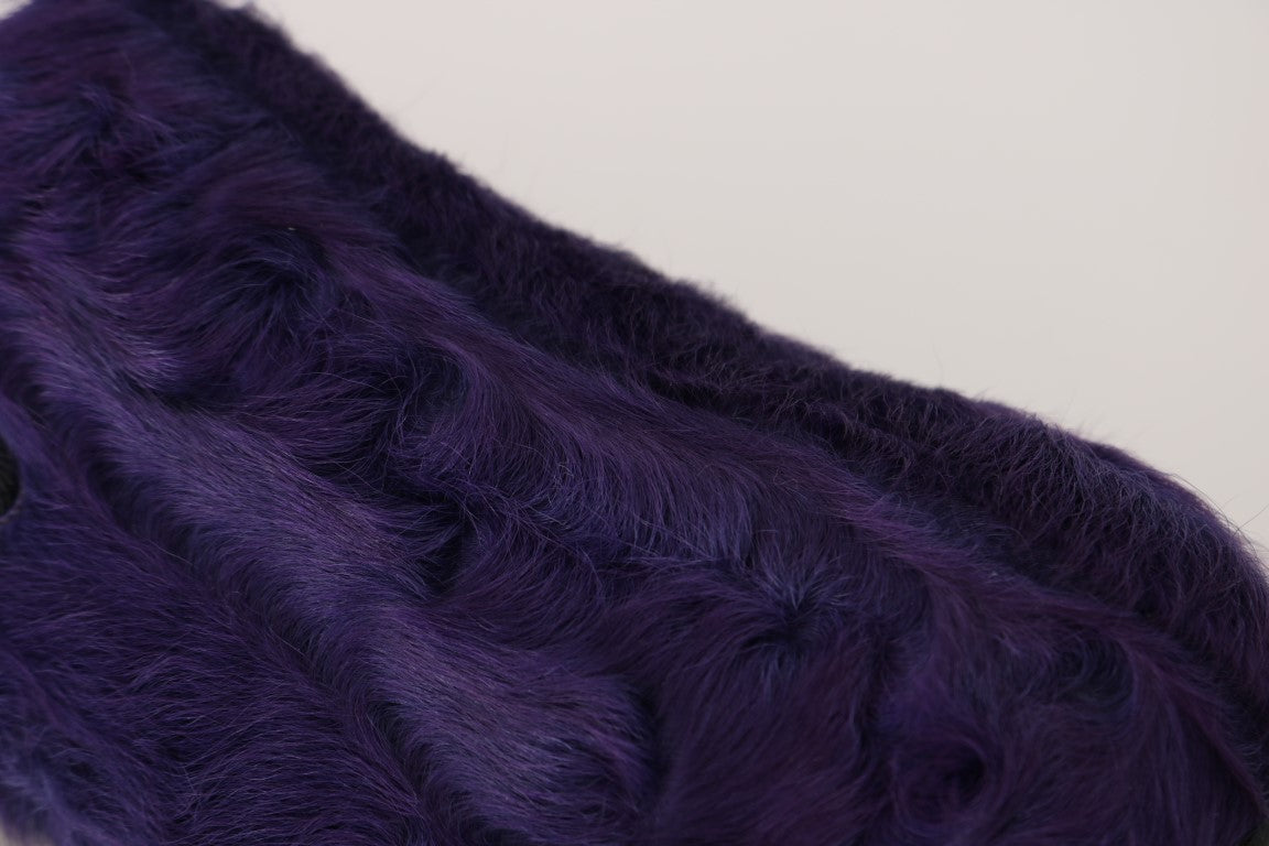 Mocassins en cuir et fourrure de mouton violet Dolce &amp; Gabbana