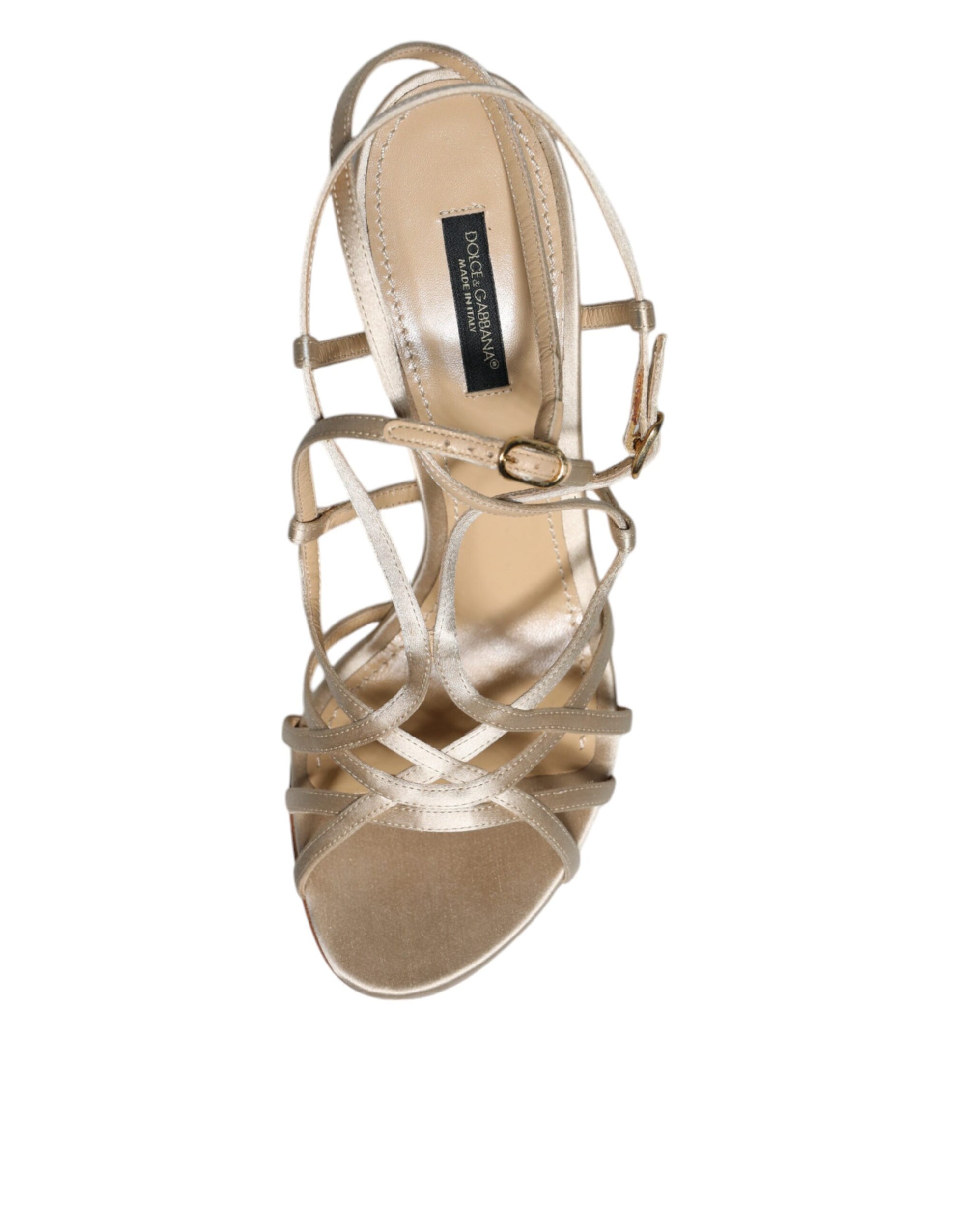 Sandales à talons aiguilles en cuir beige Dolce &amp; Gabbana