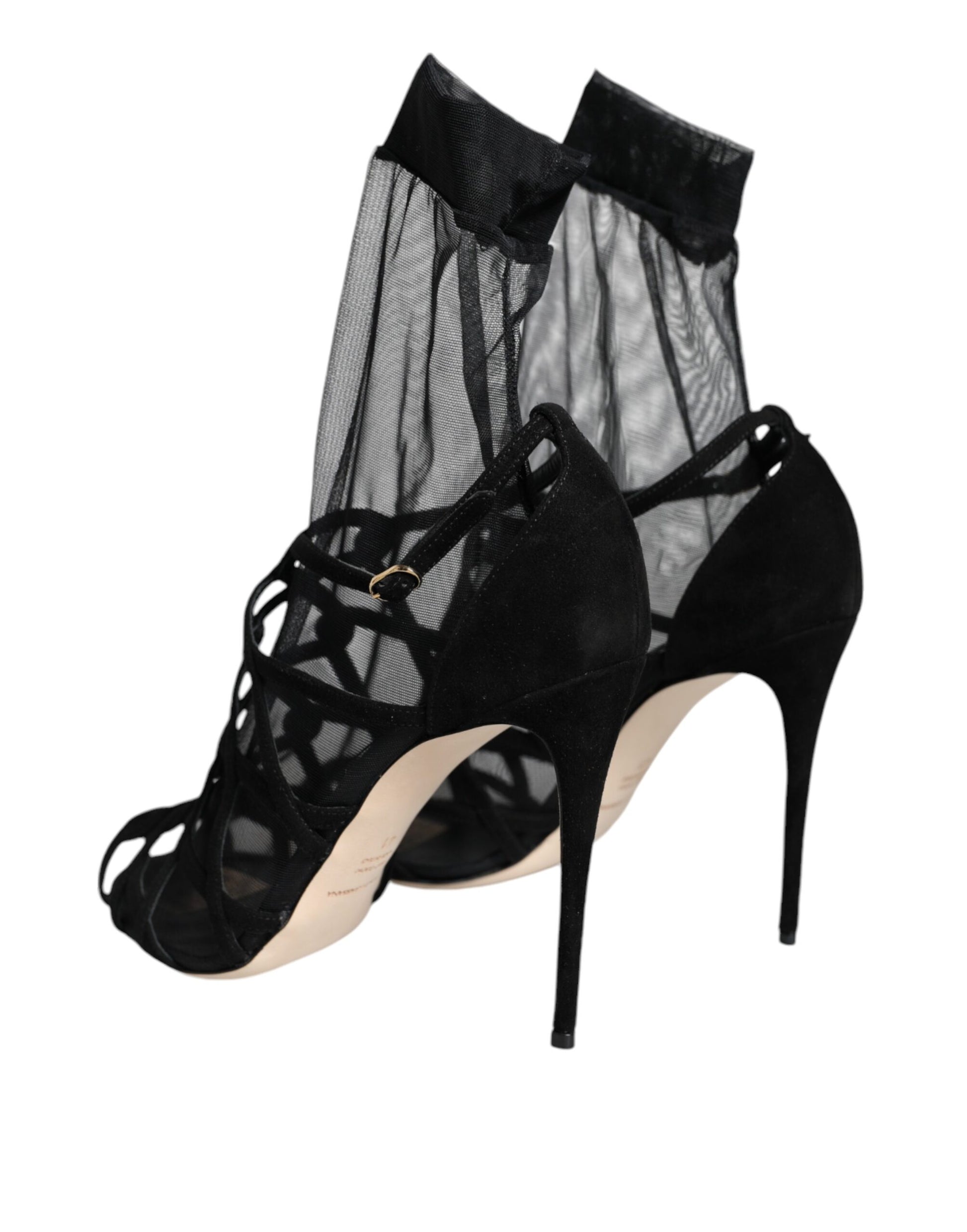 Sandales à talons extensibles en tulle noir Dolce &amp; Gabbana