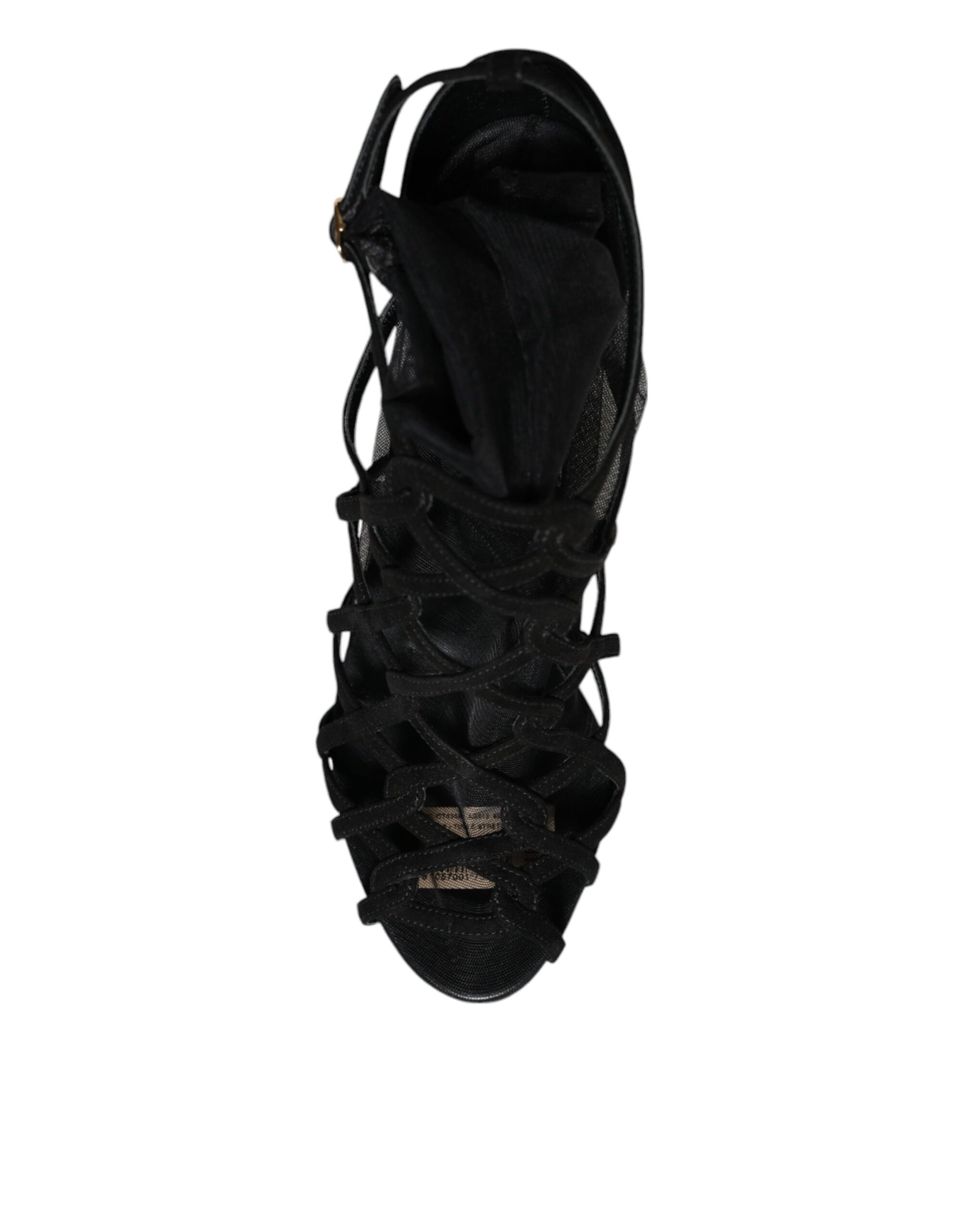 Sandales à talons extensibles en tulle noir Dolce &amp; Gabbana