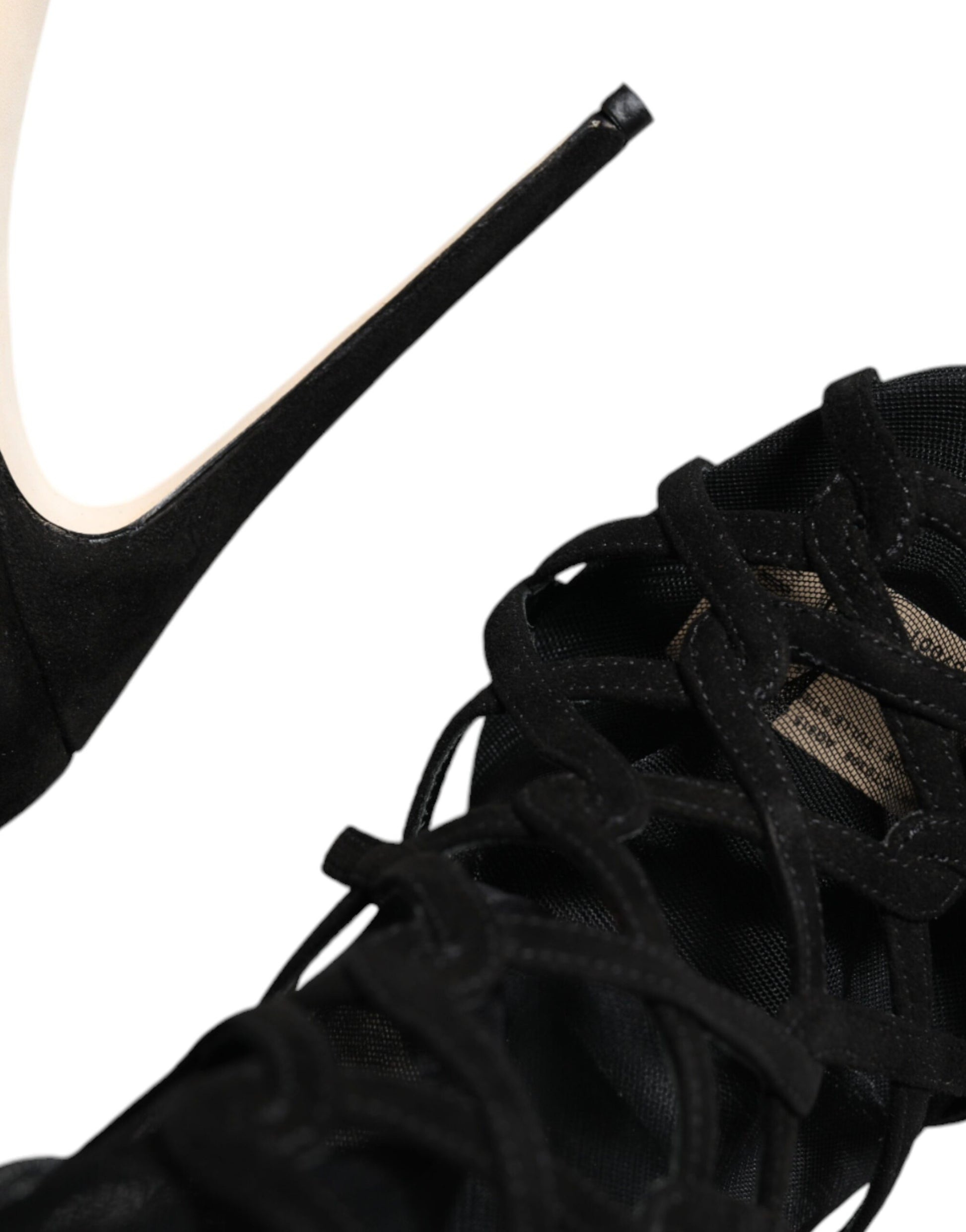 Sandales à talons extensibles en tulle noir Dolce &amp; Gabbana