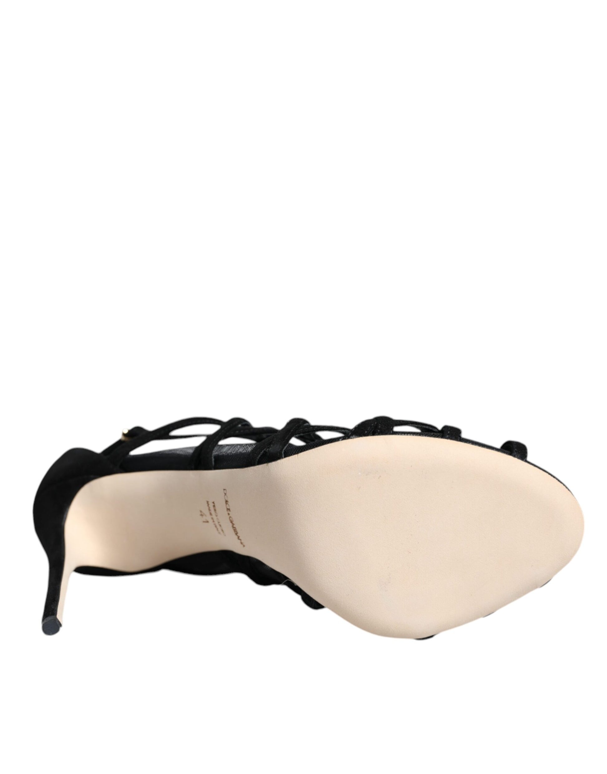 Sandales à talons extensibles en tulle noir Dolce &amp; Gabbana