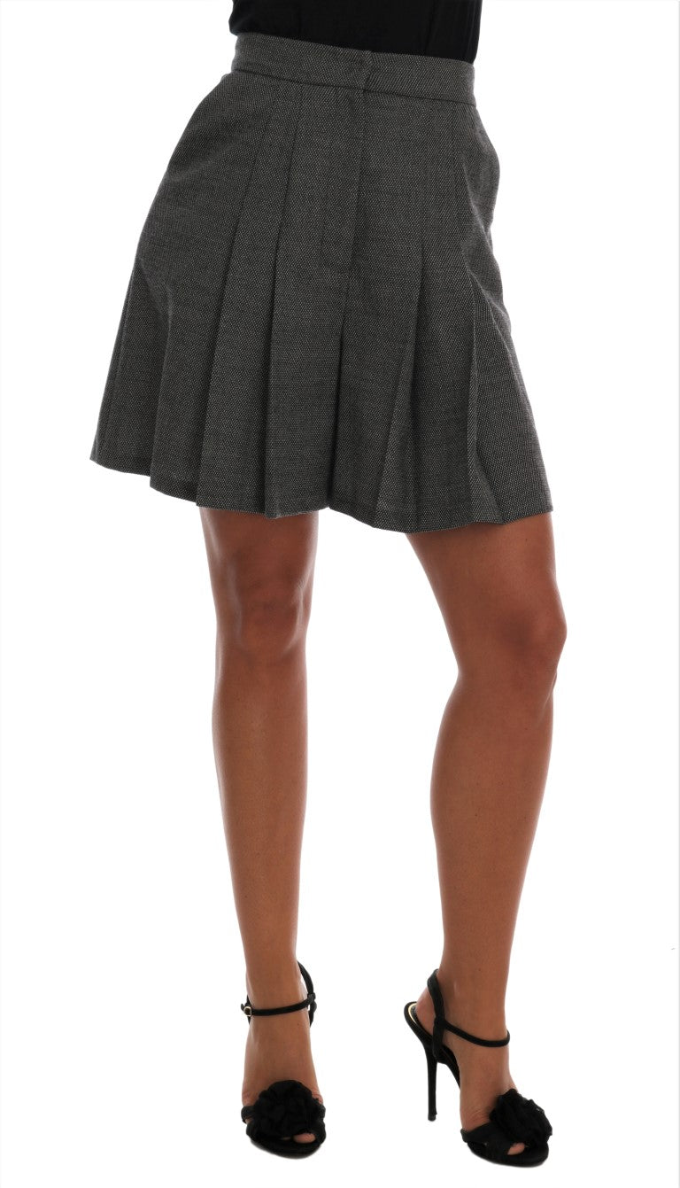 Mini-short taille haute en laine grise Dolce &amp; Gabbana