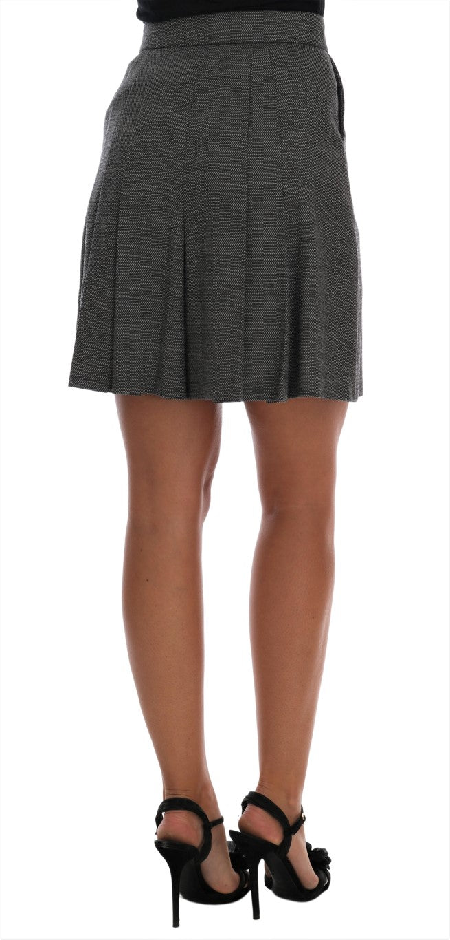 Mini-short taille haute en laine grise Dolce &amp; Gabbana