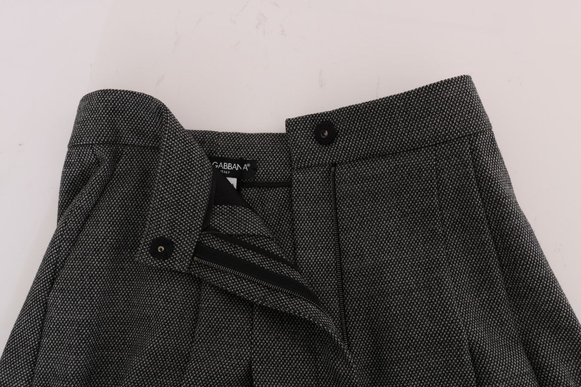 Mini-short taille haute en laine grise Dolce &amp; Gabbana
