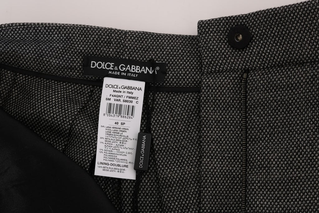 Mini-short taille haute en laine grise Dolce &amp; Gabbana