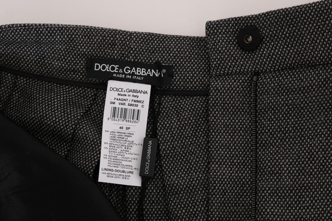 Mini-short taille haute en laine grise Dolce &amp; Gabbana