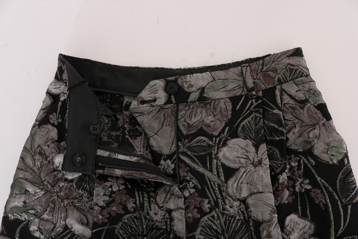 Short taille haute en brocart fleuri gris Dolce &amp; Gabbana