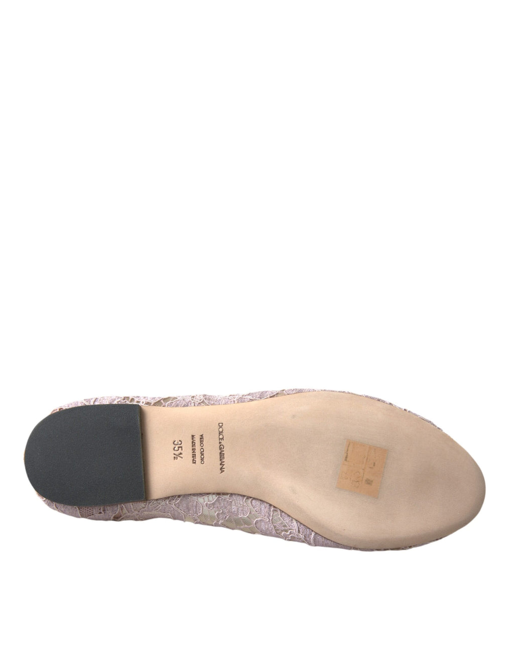 Mocassins ballerines en dentelle et cristaux roses Dolce &amp; Gabbana
