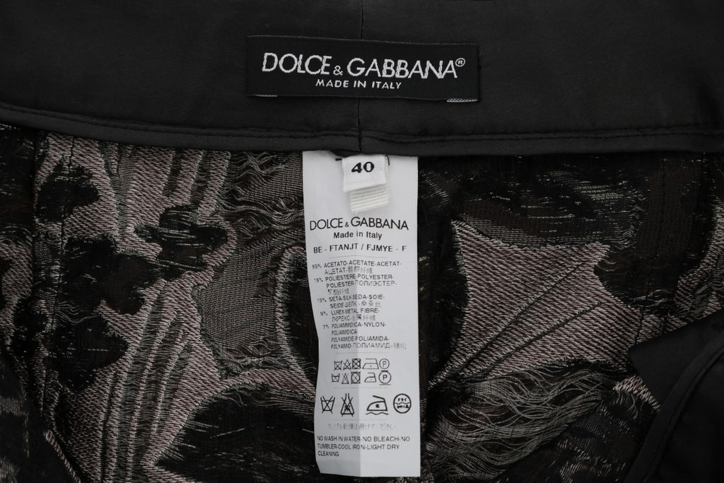 Short taille haute en brocart fleuri gris Dolce &amp; Gabbana