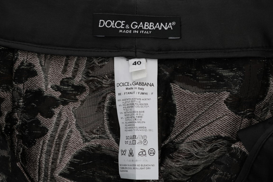 Short taille haute en brocart fleuri gris Dolce &amp; Gabbana