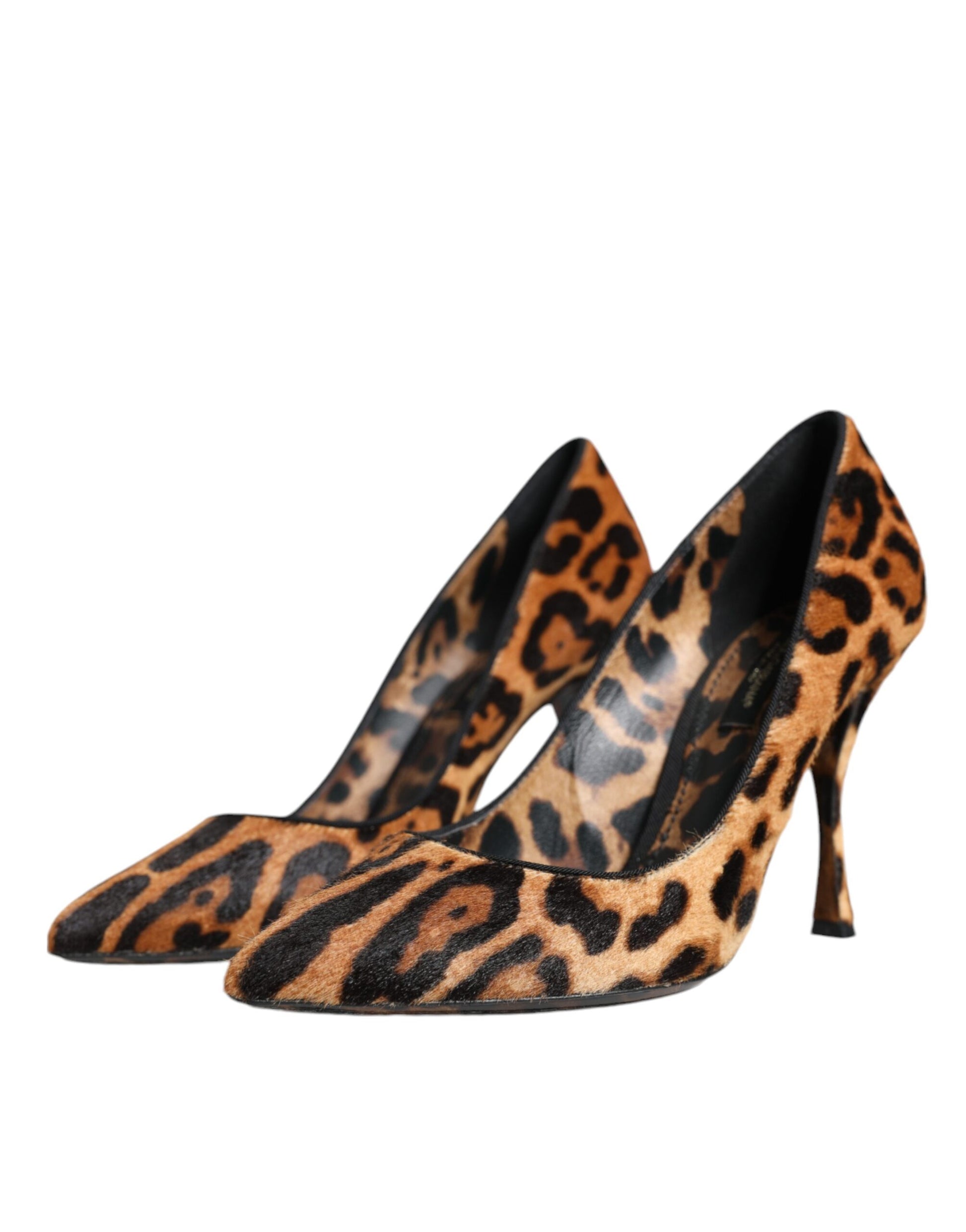 Escarpins à talons en poil de veau léopard marron Dolce &amp; Gabbana