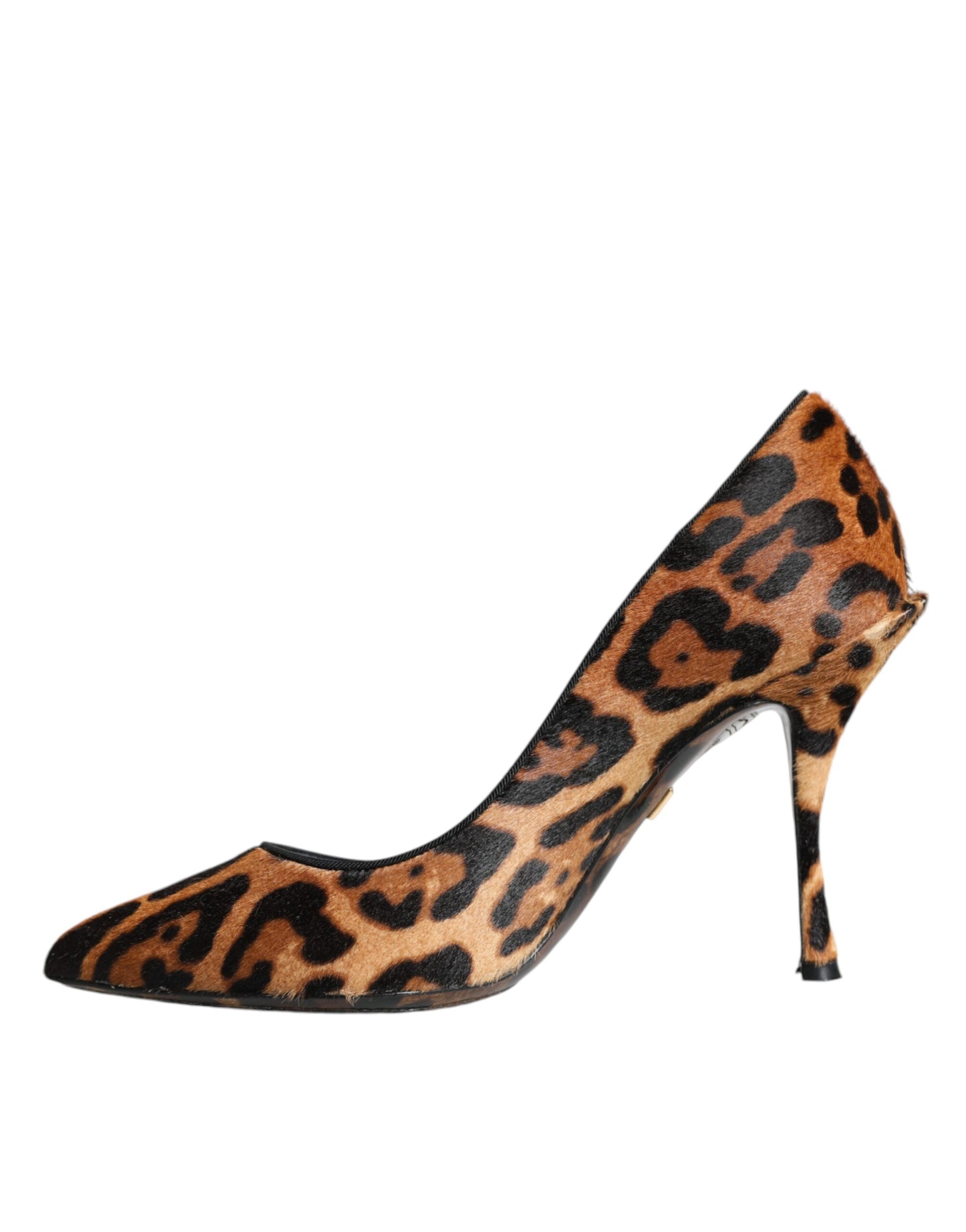 Escarpins à talons en poil de veau léopard marron Dolce &amp; Gabbana