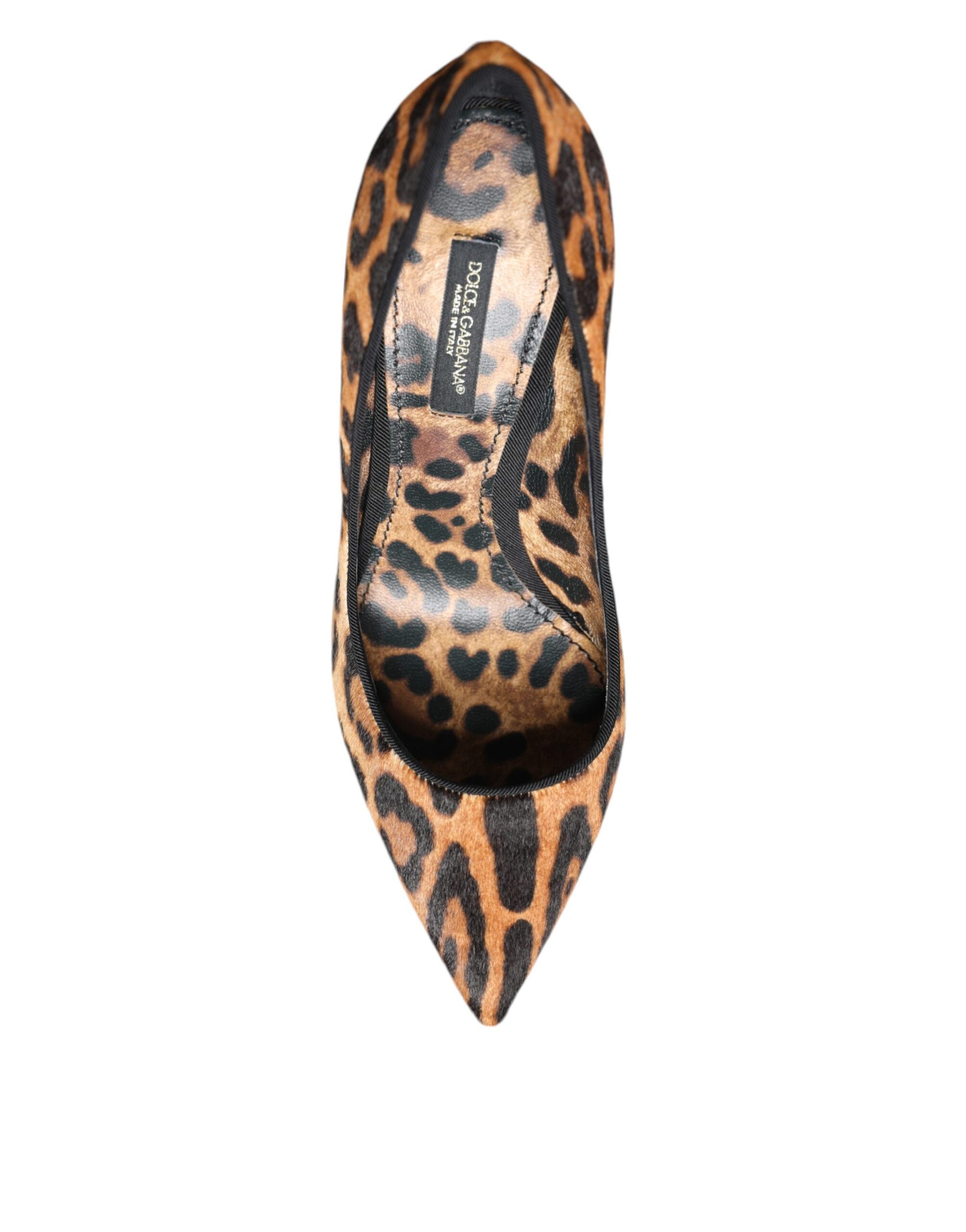 Escarpins à talons en poil de veau léopard marron Dolce &amp; Gabbana