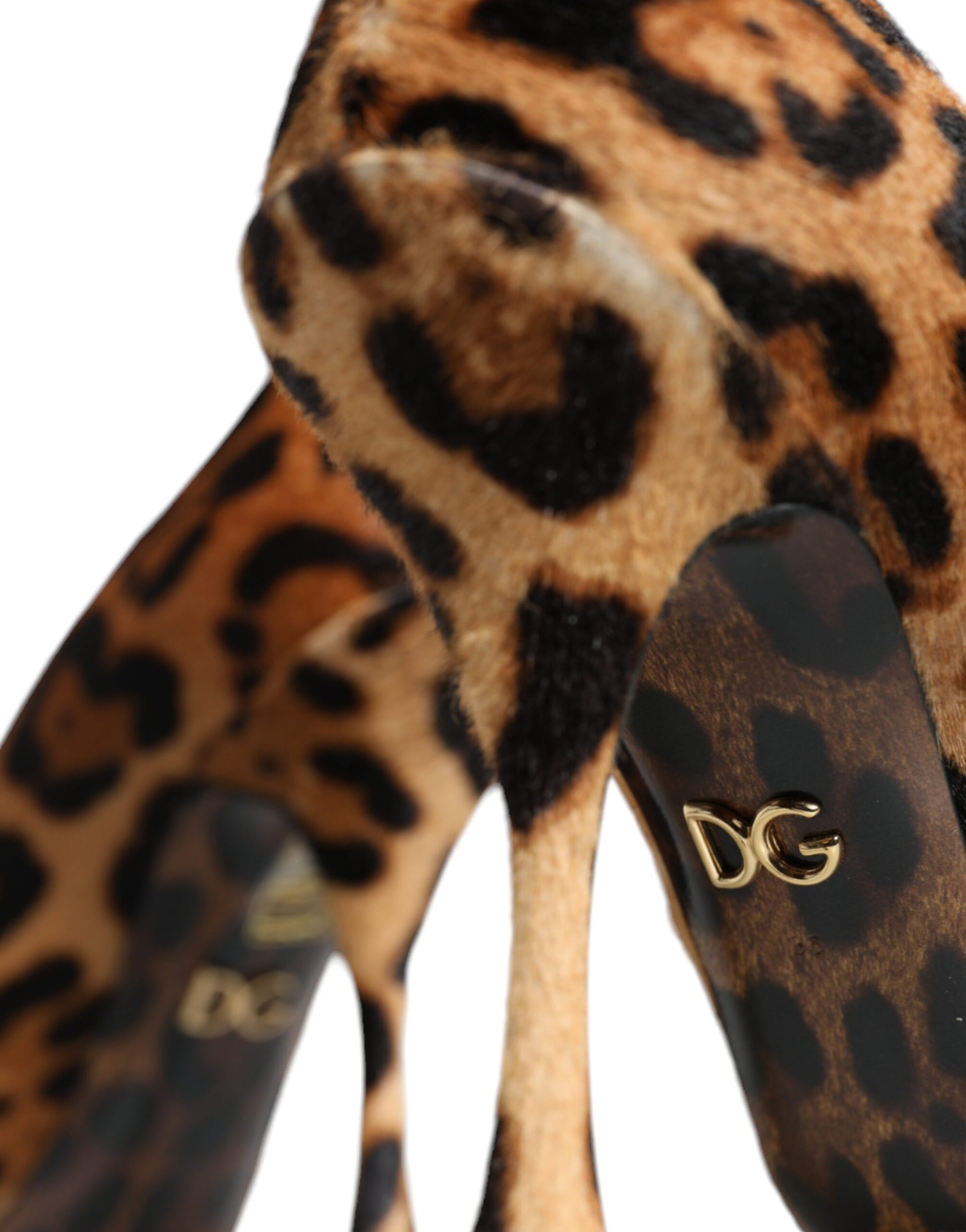 Escarpins à talons en poil de veau léopard marron Dolce &amp; Gabbana