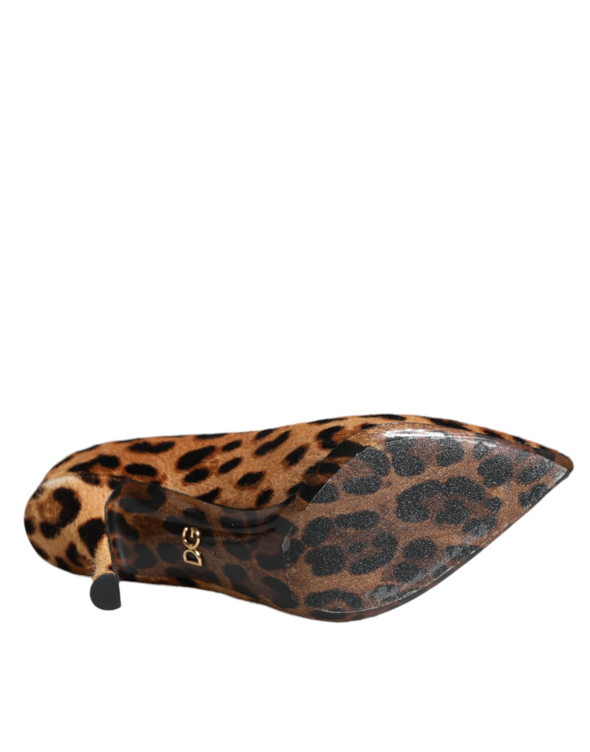 Escarpins à talons en poil de veau léopard marron Dolce &amp; Gabbana