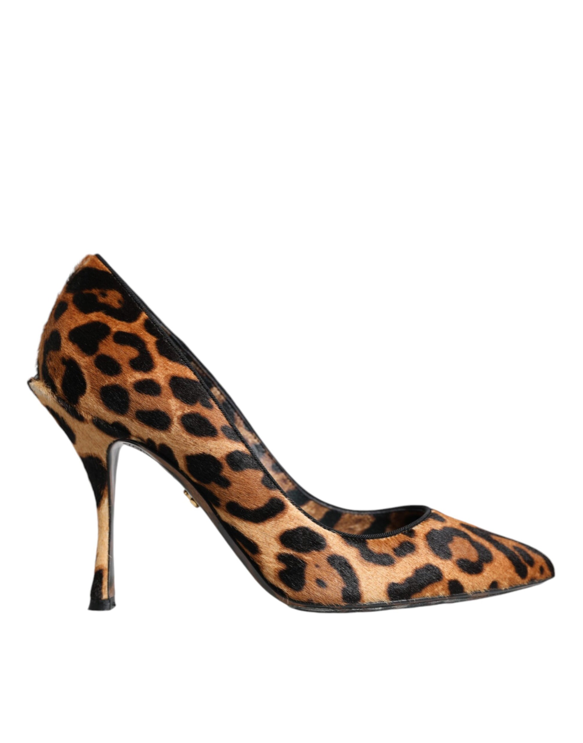 Escarpins à talons en poil de veau léopard marron Dolce &amp; Gabbana