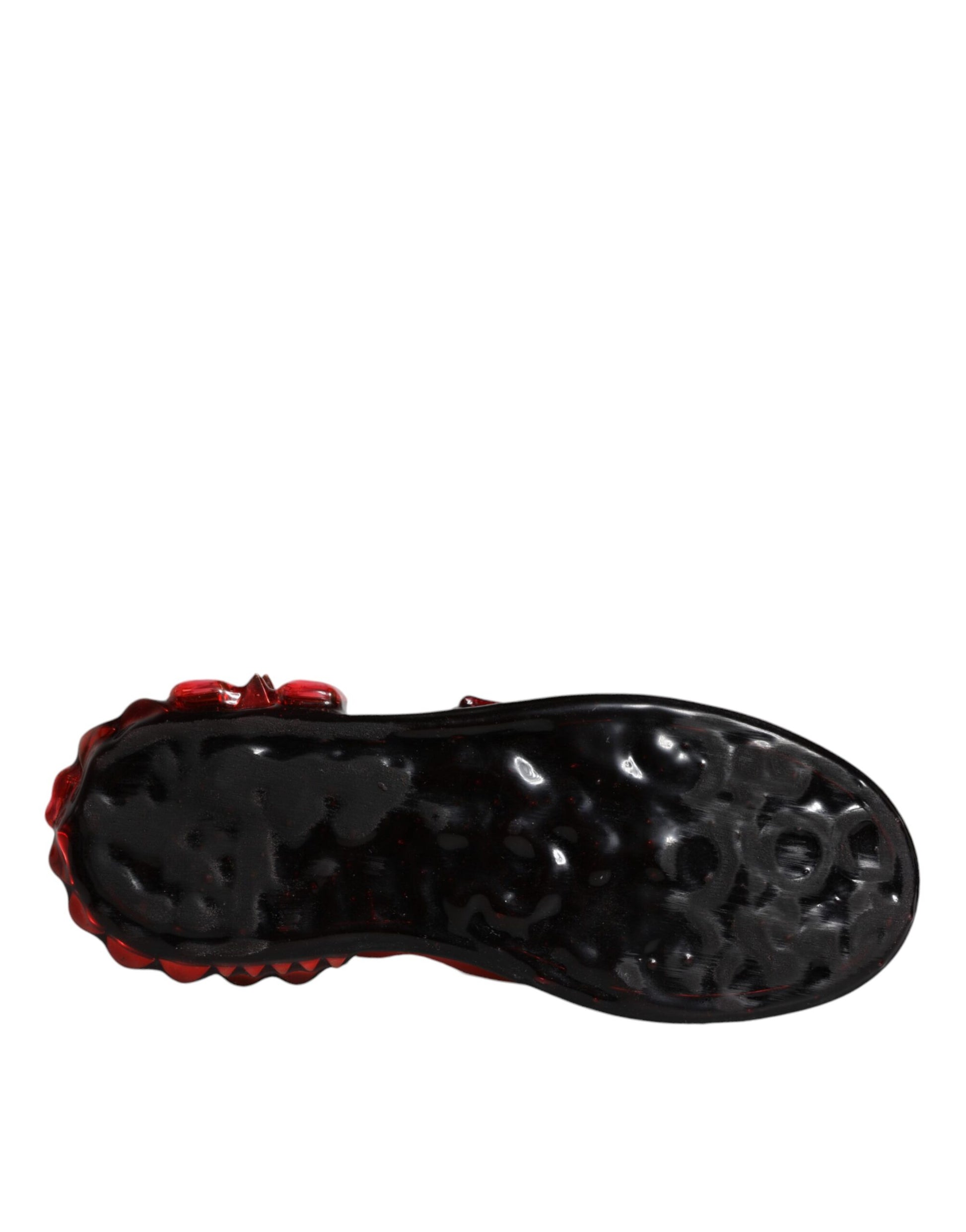 Baskets Portofino en cuir blanc et rouge à cristaux Dolce &amp; Gabbana