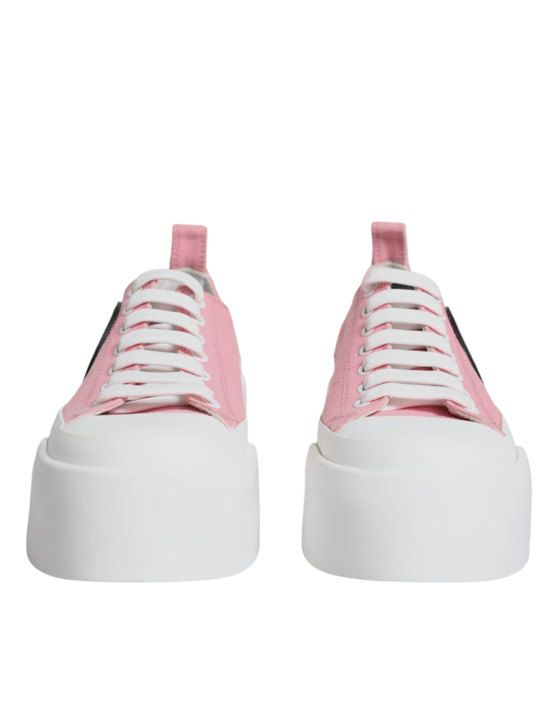Baskets basses Dolce &amp; Gabbana en toile rose et blanche avec logo