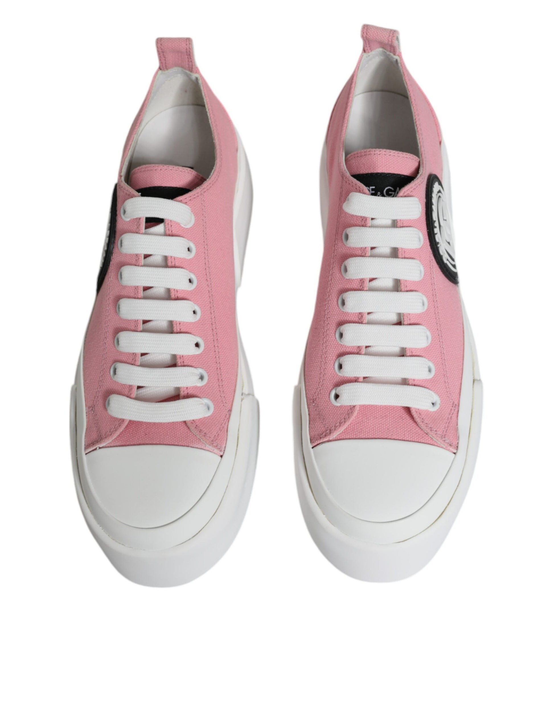 Baskets basses Dolce &amp; Gabbana en toile rose et blanche avec logo
