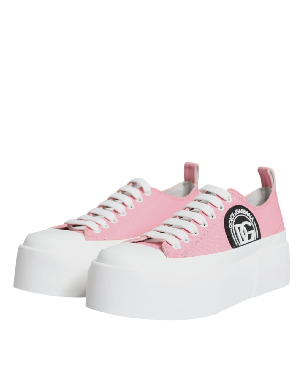 Baskets basses Dolce &amp; Gabbana en toile rose et blanche avec logo