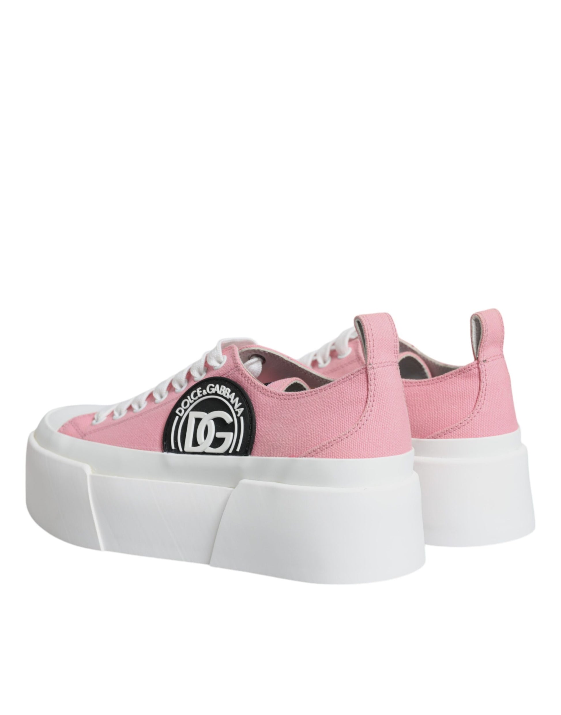 Baskets basses Dolce &amp; Gabbana en toile rose et blanche avec logo