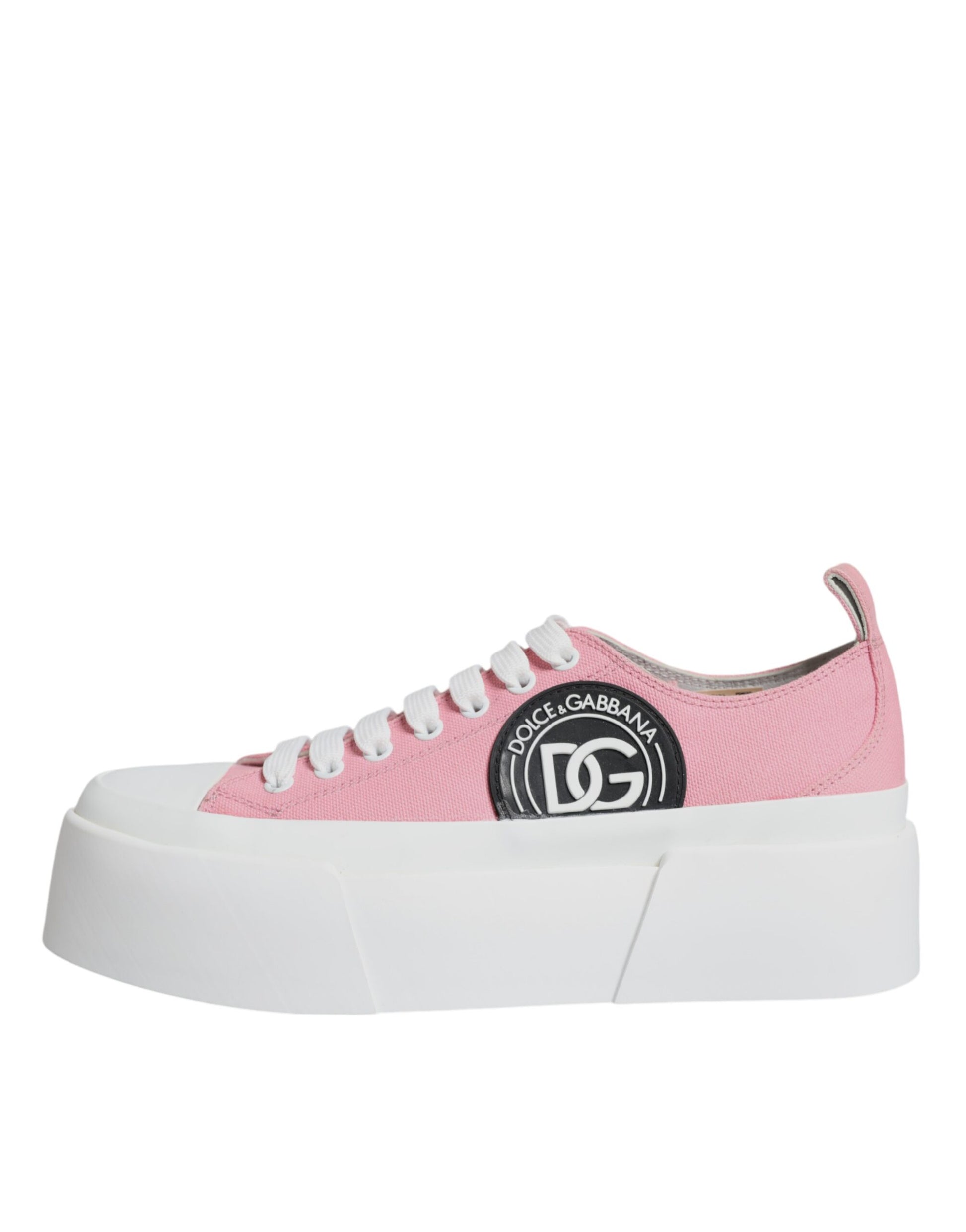 Baskets basses Dolce &amp; Gabbana en toile rose et blanche avec logo