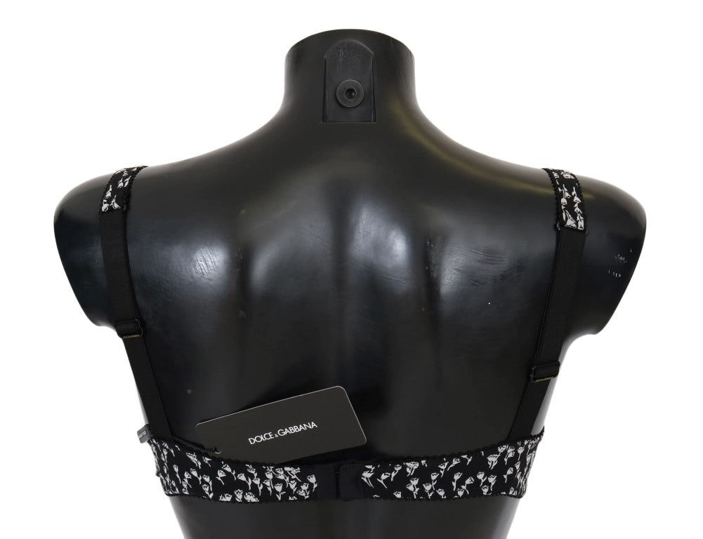 Soutien-gorge Dolce &amp; Gabbana en soie noire et dentelle blanche extensible
