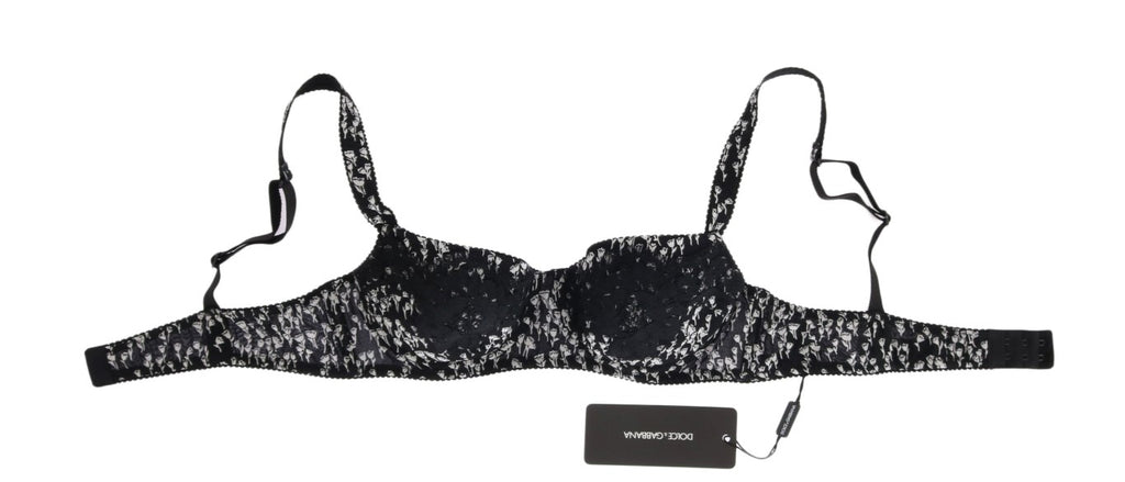 Soutien-gorge Dolce &amp; Gabbana en soie noire et dentelle blanche extensible