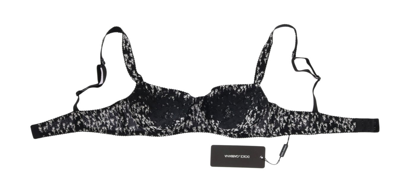 Soutien-gorge Dolce &amp; Gabbana en soie noire et dentelle blanche extensible