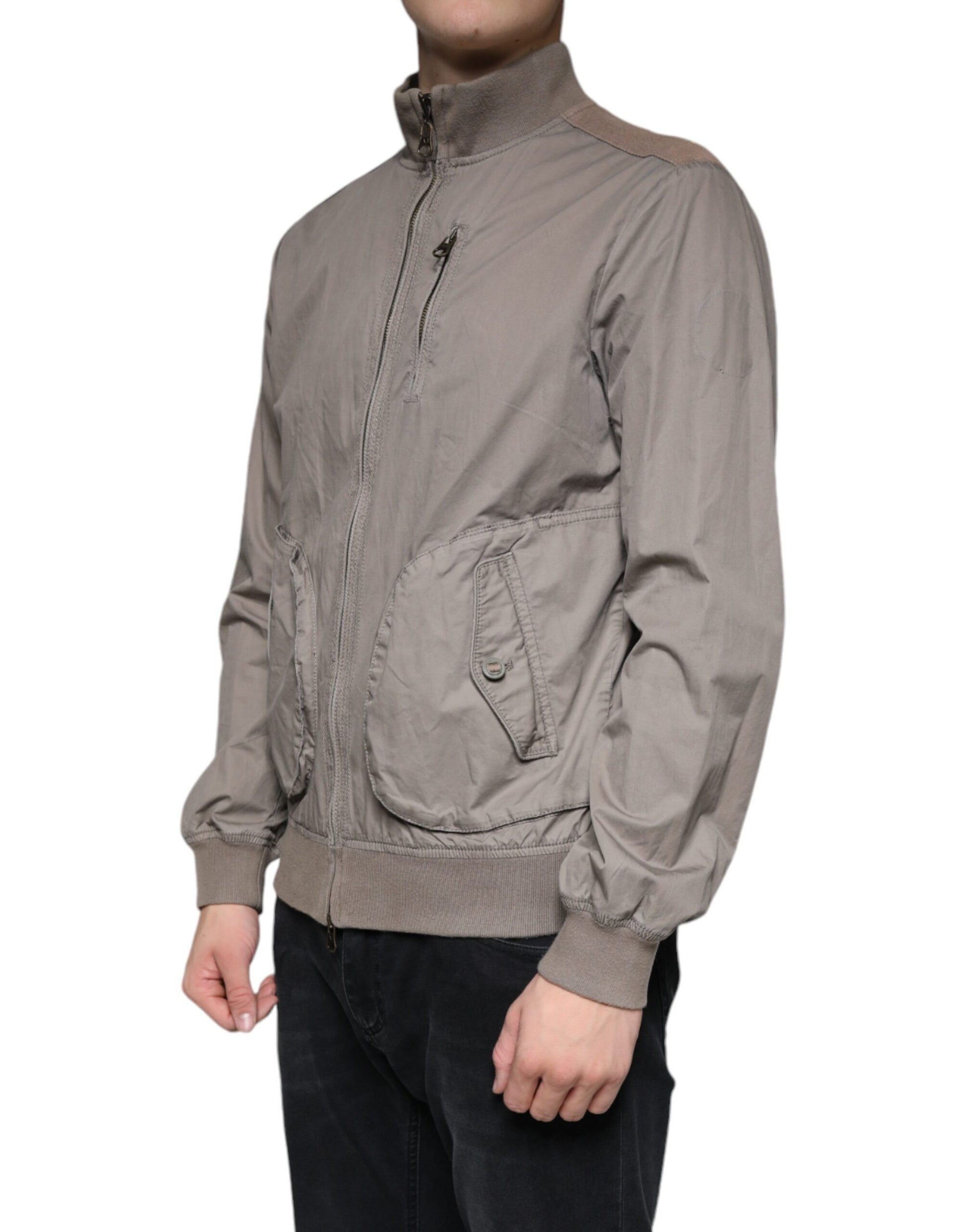 Veste bomber zippée en coton marron Armani Jeans avec logo