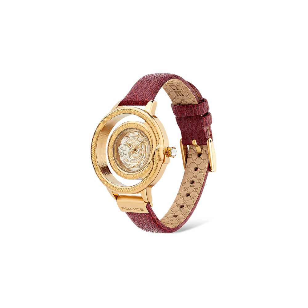 Montre Police en cuir rouge
