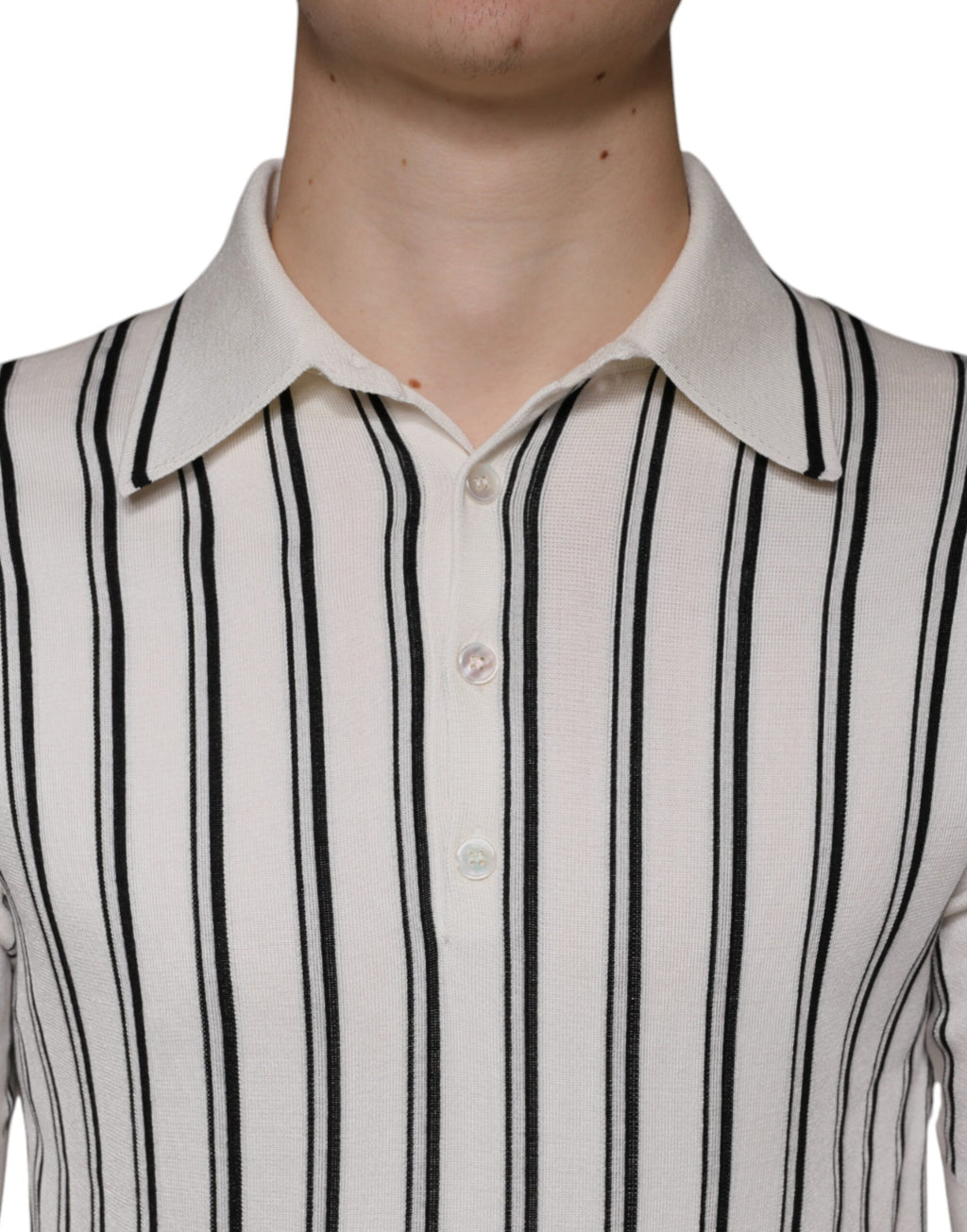 T-shirt polo à manches courtes Dolce &amp; Gabbana à rayures blanches et noires