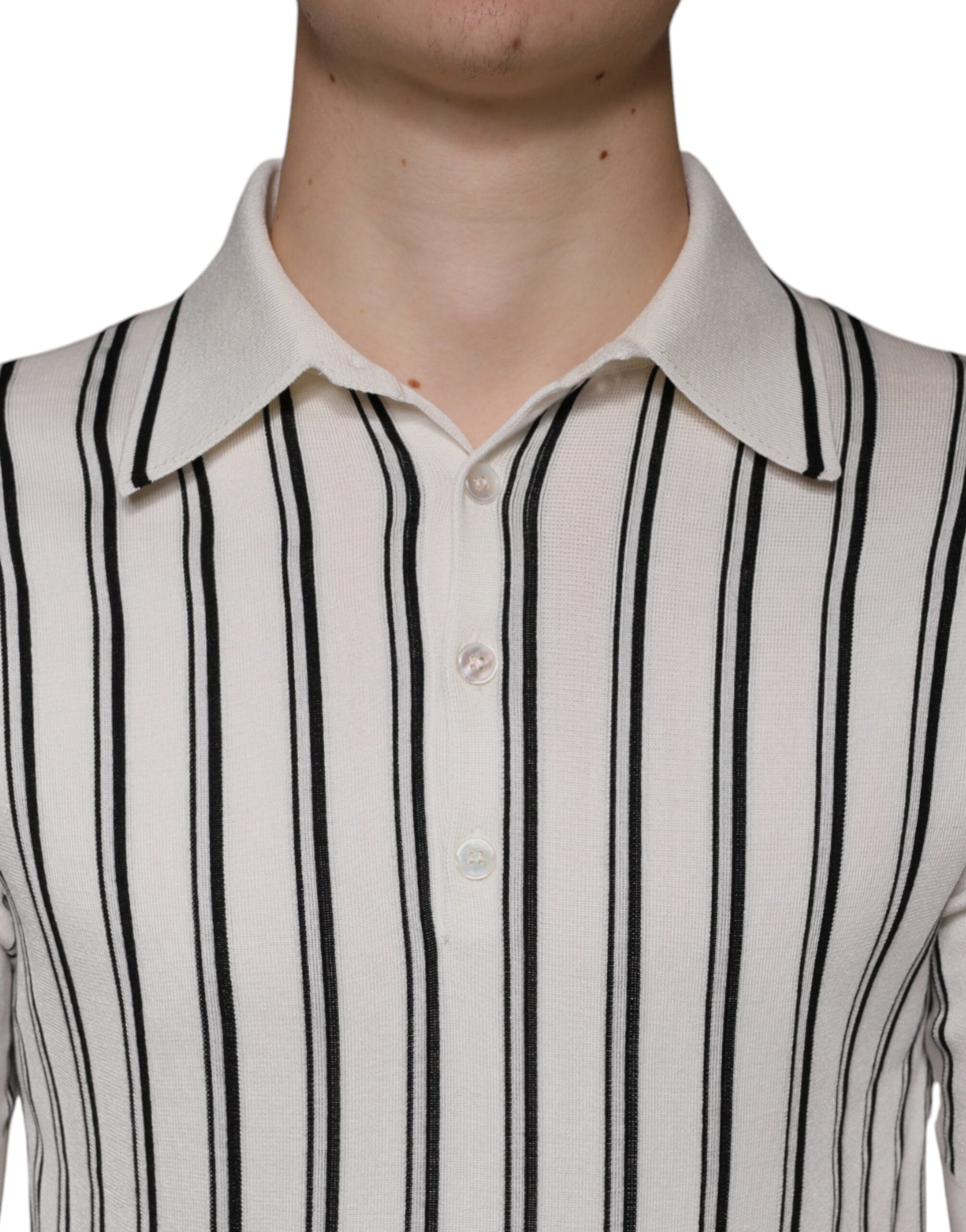 T-shirt polo à manches courtes Dolce &amp; Gabbana à rayures blanches et noires