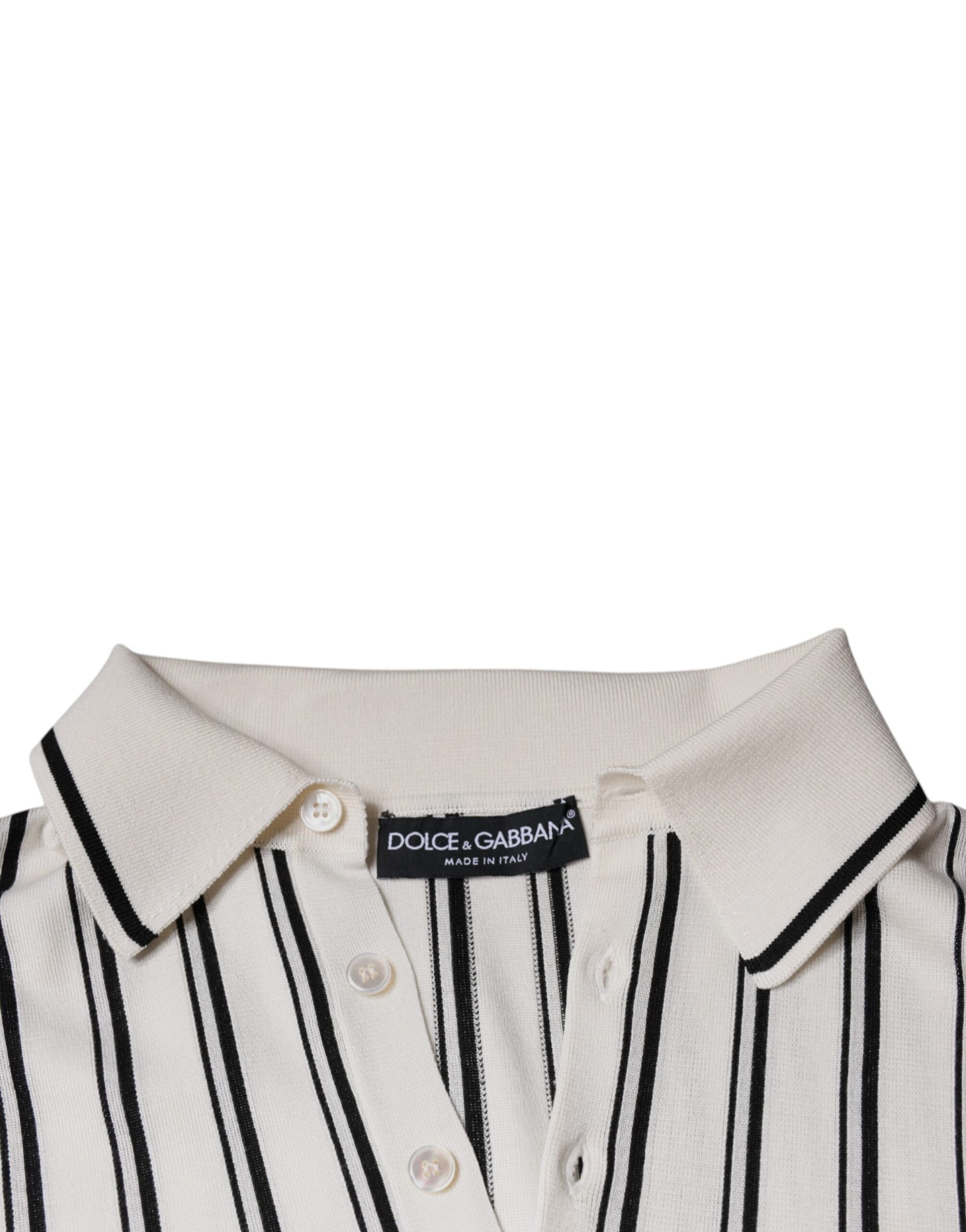 T-shirt polo à manches courtes Dolce &amp; Gabbana à rayures blanches et noires